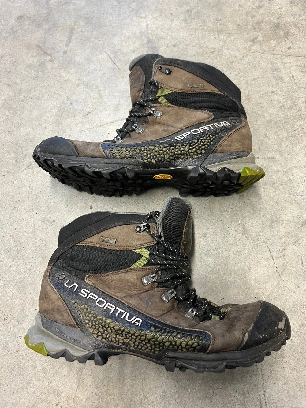 La Sportiva Men's Brown and Olive Trail-Ready Hiking Boots size 10 1/2
